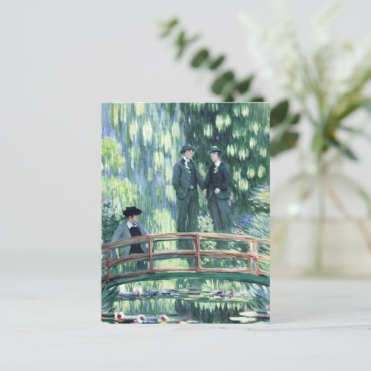 Männer in Liebe im Garten im Stil des Monets Postkarte (Stehend Vorderseite)