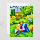Männer in Liebe im Garten Postkarte (Vorne/Hinten)