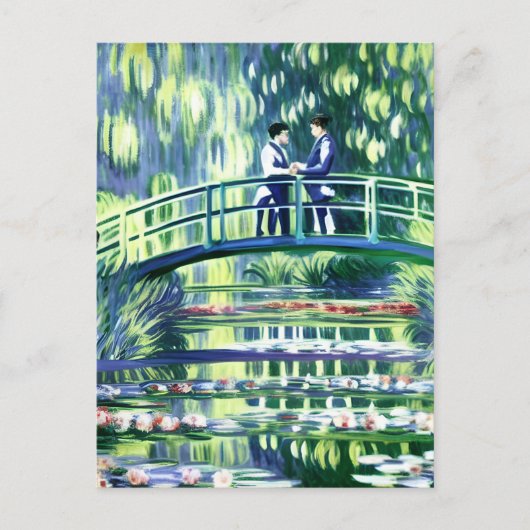 Männer in Liebe im Stil der Postkarte Monet (Vorderseite)