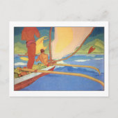 Männer in Outrigger Canoe von Arman Manookian Postkarte (Vorderseite)