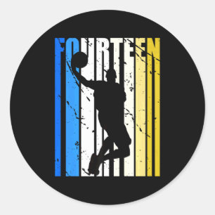 Männer Jungen Basketball 14. Geburtstag für Sportf Runder Aufkleber