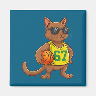 Männer Jungen Katze Basketball 67 Gen Alpha Magnet
