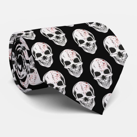 Männer-Krawatte-Halloween-Skulls Krawatte (Gerollt)