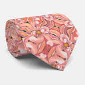 Männer Krawatte Peachy Dahlia Sm Print (Gerollt)