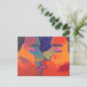 Männer küssen farbenfroh postkarte (Stehend Vorderseite)
