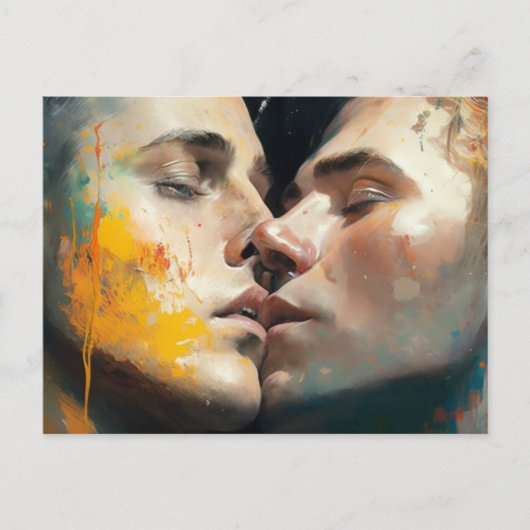 Männer küssen Postkarte (Vorderseite)