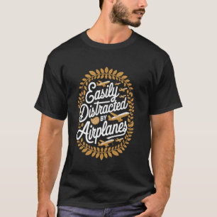 Männer leicht ablenkbar durch Flugzeuge Retro-Flug T-Shirt