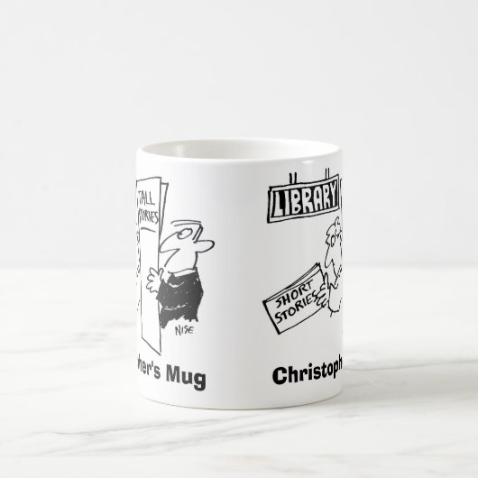 Männer lesen Bücher in der Bibliothek. Wählen Sie  Kaffeetasse (Mittel)