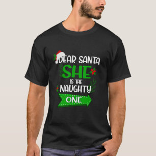 Männer lieben Santa She is the Naughty One Ugly Ch T-Shirt