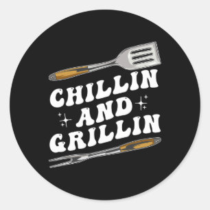 Männer lustige BBQ Chillen und Grillen  Runder Aufkleber
