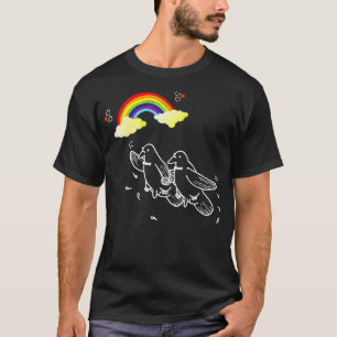 Männer Lustige Schwule Regenbogen Vögel LGBT Pride T-Shirt