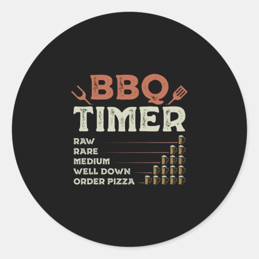 Männer lustiger BBQ-Grill-Chef Grilling-Master Bar Runder Aufkleber (Vorderseite)