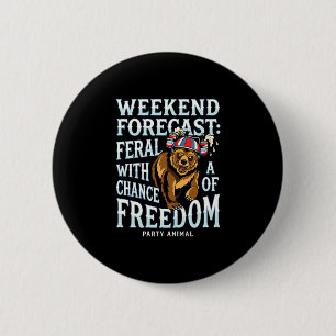 Männer lustiger Grizzly-Bär patriotischer Sommer F Button