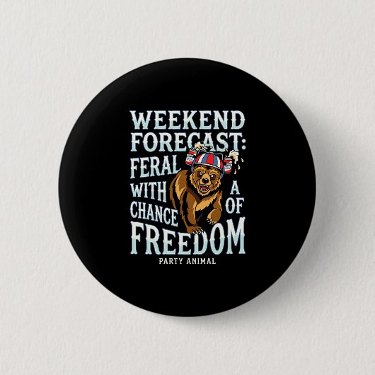 Männer lustiger Grizzly-Bär patriotischer Sommer F Button (Vorderseite)