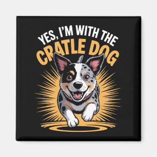 Männer Lustiger Hund Mit Dem Verrückten Australier Magnet