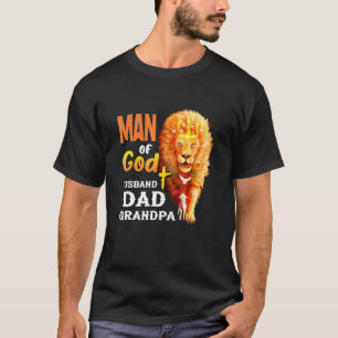 Männer Mann Gottes Ehemann Vater Opa Lion Vintag T-Shirt