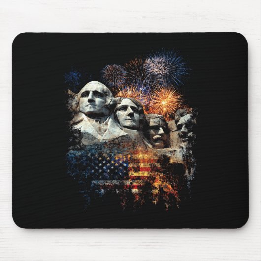 Männer Männer 4. Juli Feuerwerk Mount Rushmore Mousepad (Vorne)