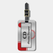 Männer-Metallisches Silberrot Abstrakt Gepäckanhänger (Vorderseite vertikal)