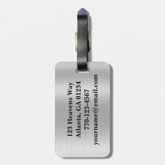 Männer-Metallisches Silberrot Abstrakt Gepäckanhänger (Rückseite vertikal)