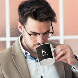 Männer mit Monogramm schwarz-weiße Namen personali Kaffeetasse
