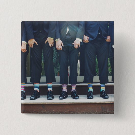 Männer mit Socken - Square Button (Vorderseite)