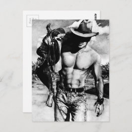 Männer Moderner Cooler Western Male Cowboy Handgez Postkarte