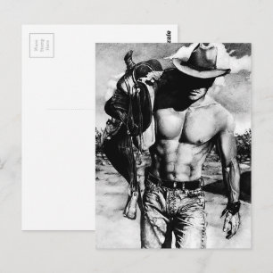 Männer Moderner Cooler Western Male Cowboy Handgez Postkarte