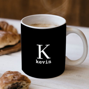 Männer monogramm schwarz und weiß Name personalisi Kaffeetasse