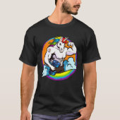 Männer Muskulärer Buff Unicorn Regenbogen, Gewicht T-Shirt (Vorderseite)