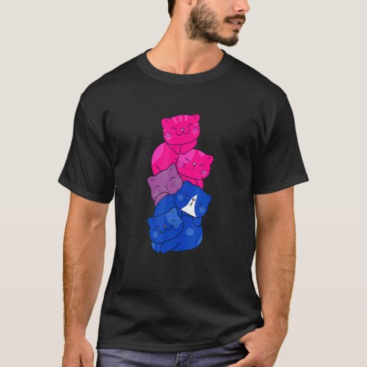 Männer Niedliche Bisexuelle Flagge Pride Cat Lgb N T-Shirt (Vorderseite)