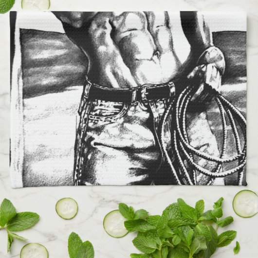 Männer Personalisiert Name Fine Art Cool Cowboy Geschirrtuch (Gefaltet)