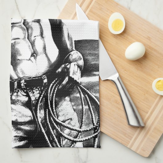 Männer Personalisiert Name Fine Art Cool Cowboy Geschirrtuch (Viertel Falte)