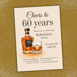 Männer 'Prost auf 60 Jahre' Whiskey-Themen-Geburts Einladung