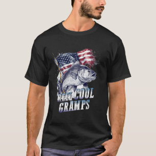 Männer Reel Cool Gramps Amerikanische Flagge Angel T-Shirt