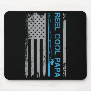 Männer Reel Cool Papa Angeln Flagge Patriotisch 4. Mousepad