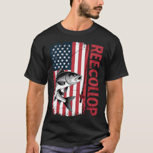 Männer Reel Cool Pop Angeln Amerikanische Flagge O T-Shirt