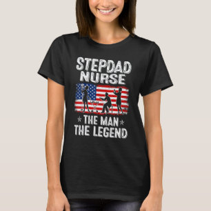 Männer Retro Us Flag Vatertag Stiefvater Krankenpf T-Shirt