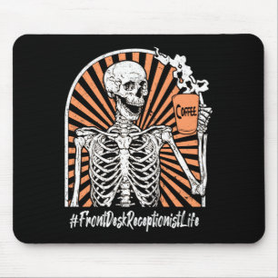 Männer-Rezeptionist-Leben-Kaffee-Skelett-Erschöpft Mousepad