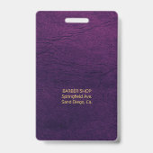 Männer Salon Barbar personalisiert Mitarbeiter Fot Ausweis (Rückseite)