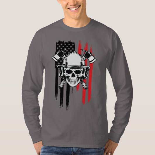 Männer Schädel Feuerwehrmann T-Shirt (Vorderseite)
