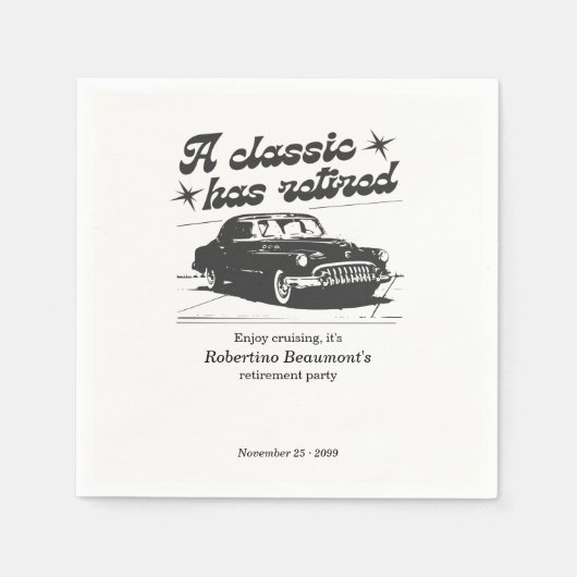 Männer Schwarze Klassiker-Auto-Fahrt-Rentnerparty Serviette (Vorderseite)