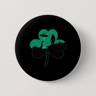 Männer St Patricks Day Alien Ufo Shamrock Sasquatc Button
