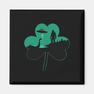 Männer St Patricks Day Alien Ufo Shamrock Sasquatc Magnet