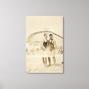 Männer stehend auf Strand Leinwanddruck