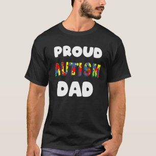Männer Stolz Autismus Vater Farbige Puzzleteile T-Shirt