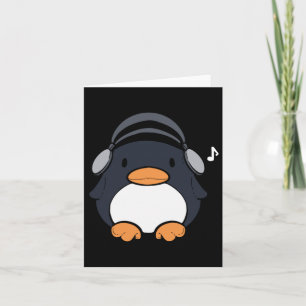 Männer Süße Pinguin Kopfhörer Musik Und Pinguin Karte