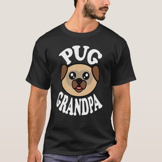 Männer Süßer Mops Opa T-Shirt (Vorderseite)