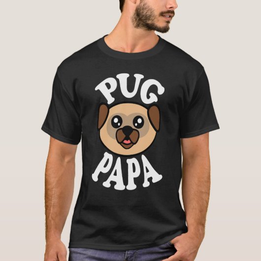 Männer Süßer Mops Papa T-Shirt (Vorderseite)