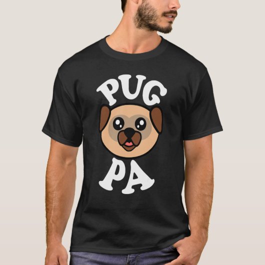 Männer Süßer Mops Papa T-Shirt (Vorderseite)
