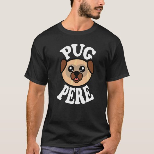 Männer Süßer Mops Vater T-Shirt (Vorderseite)